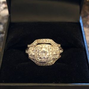 14k genuine natural Diamond ring with two diamond bands.
